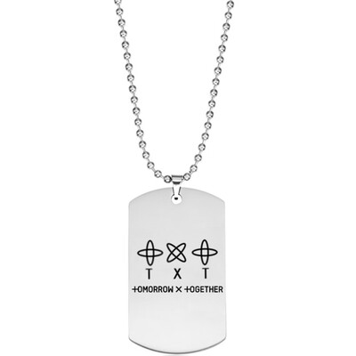 

Lettering Summer Necklace Tag Chain Korean Mens Idol Team TXT Combination Stainless Steel TOMORROW X TOGETHER