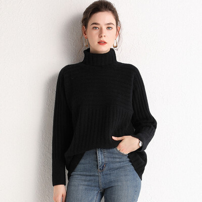 

Sweater female 19 autumn&winter new pure cashmere Albas white velvet fashionable temperament high lapel short paragraph simple
