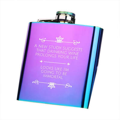 

1PC Portable Hip Flask Gold Plated Gradient Color Rainbow Colored Stainless Steel Flask Screw Cap Whiskey Wine Bottle