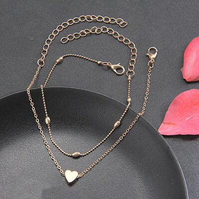 

Summer Heart Multilayer Anklets Women Ankle Bracelets Gold Silver Plated Foot Chain Beads Charm Jewelry