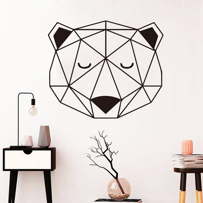 

Nordic style bear head woodland wall affixed with geometric vinyl wall decorative childrens room decoration