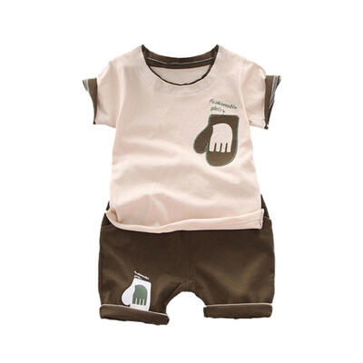 

Summer Baby Boy Cute Glove Print Short Sleeve Casual T-shirts And Short Pant Kit Kids Two-piece Outfit Set