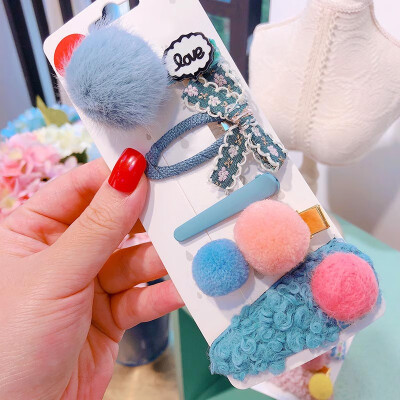 

Cute Children Hair Clips 0-8T Candy Color Plush Princess Imitation Color Matching Leather Hair Duckbill Clips 5 Pieces