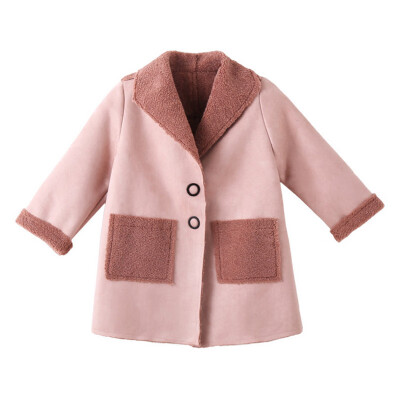 

Baby Girl Warm Autumn Winter Coat Jackets Solid Fashion Children Outerwear Clothes With Pockets