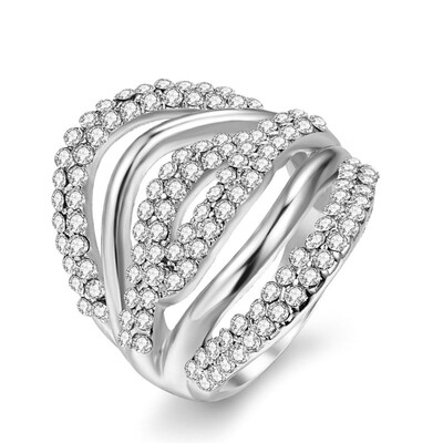 

Chic Exaggerated Crystal Rose Multi-layer Ring