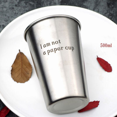 

500ml Simple Stainless Steel Juice Beer Water Cup Unbreakable Stackable Pint Mugs Juice Mug Coffee Cup Drinking Cups