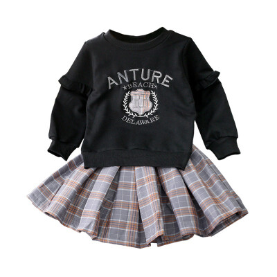 

Baby Girls Dress Long Sleeve CottonBlouse Tops Plaid Skirts Ball Dress Cute Girls Dress Autumn Children Girls Clothing Set