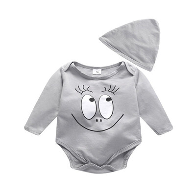 

Fashion Baby Girl Clothes Baby RompersHat Spring Newborn Infant Color Long Sleeve Jumpsuit Play Suit For Baby boys 2pcs