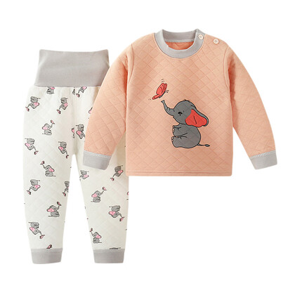 

Kids Boys Girls Thermal Underwear Set Girls Pajamas Cute Cartoon Printed T-shirt Tops Pants For Toddler Kid