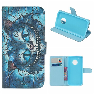 

MOONCASE Moto G5 PLUS painted pattern leather case - blue cat