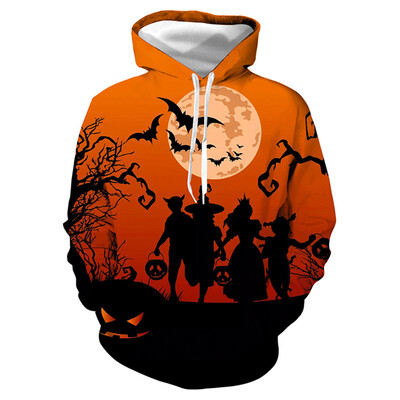 

Toponeto Mens Casual Scary Halloween Lover 3D Print Party Long Sleeve Hoodie Top Blouse