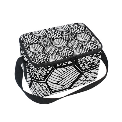 

ALAZA Insulated Lunch Box Honeycomb Pattern Lunch Bag for Men Women Portable Tote Bag Cooler Bag