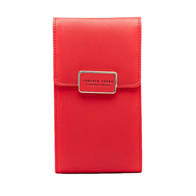 

Women Solid Color Letter Print Faux Leather Crossbody Shoulder Bag Phone Holder
