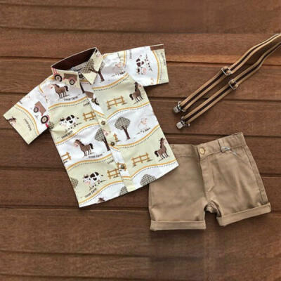 

US Newborn Baby Boys Shirt Animal Printing Tops Pants Summer Clothes 2PCS 1-6Y