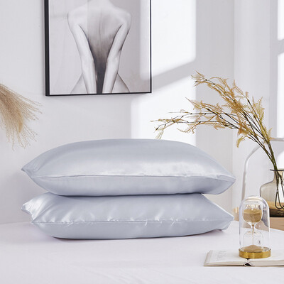 

Gobestart Simple Pillowcase Satin Silk Solid Color Bedding Envelope Closure Pillowcases