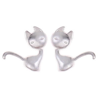 

Fashion Cute Sweet Asymmetric Cats Silver Women Mini Ear Stud Earrings Gift