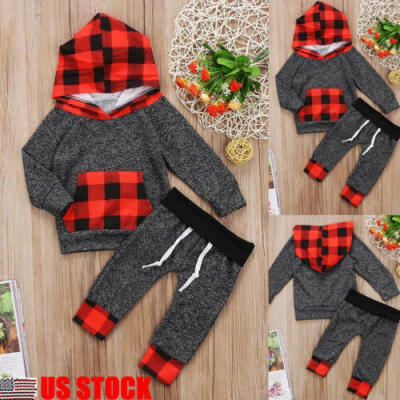 

2PCS Toddler Baby Boys Girl Infant Winter Long Sleeve TopsPants Outfits Clothes