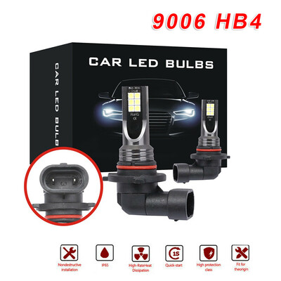 

2pcs Car LED Headlight Driving Side Lamps Hilow Beam Lights 6000K Accessories