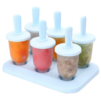 

6 Ice Pop Food Grade PP Maker Mold Popsicle Dessert Ice Cream Frozen Pops Cake Treats