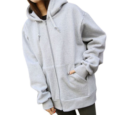 

2018 Winter Fashion Womens Hoodies Sweatshirt Zipper Long Sleeves Solid Color Zipper Pockets Women Hoodies Sweatshirts