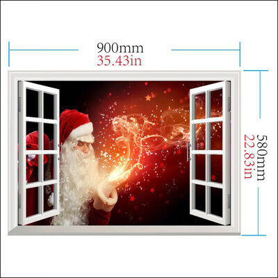 

Christmas Wall Sticker Fake Window Creative Santa Deer Wall Decal for Home Market Mural Wallpape