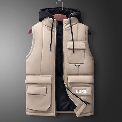 

Toponeto New Fashion Men Autumn Winter Hooded Solid Outwear Vest Jacket Tops Blouse