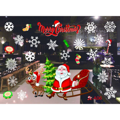 

Christmas Decorations No Glue Static Wall Stickers Paper-Cuts Stickers for Home Glass Window Removable Self-Adhesive New Year