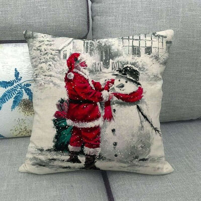 

New Christmas Cotton Linen Cushion Cover Santa Claus Pattern Square Pillow Case Xmas Sofa Car Decor 2020