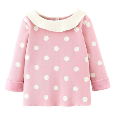 

Children Plus Velvet Shirts Autumn Cartoon Printed Long Sleeve T-Shirt Doll Collar Casual Tops