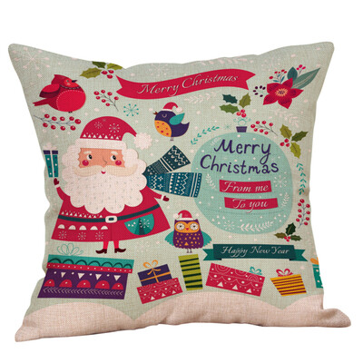 

Tailored Cotton Linen Christmas Santa Claus Tree Zipper Closure Pillow Case Throw Cushion