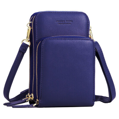 

Fashion Women Solid Color Faux Leather Card Phone Holder Crossbody Shoulder Bag