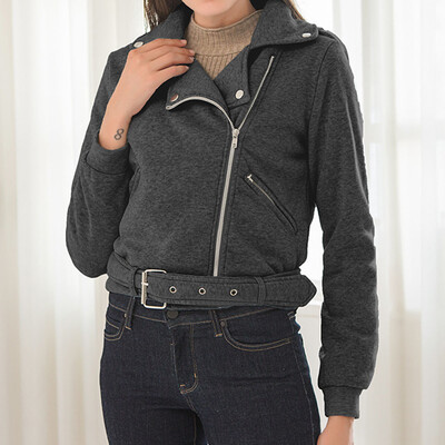 

Women Jacket Coat Solid Color Long Sleev Lapel Motorcycle Jacket Plus Size Causal Warm Coat For Female