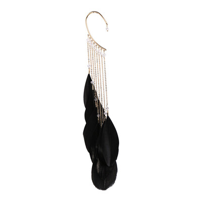 

Boho Natural Feather Dangle Hoop Earrings NO Piercing Cuff Ear Clip Women
