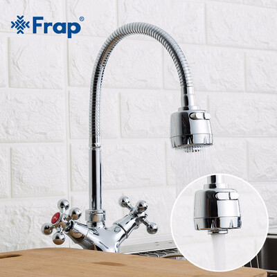 

FRAP Silver Double handle Kitchen sink faucet Mixer Cold&Hot Kitchen Tap mixer Single Hole Water Tap torneira cozinha F4319
