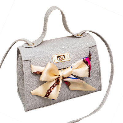 

Women Solid Color Ribbon Bow Handbag Turn Lock Faux Leather Crossbody Sling Bag