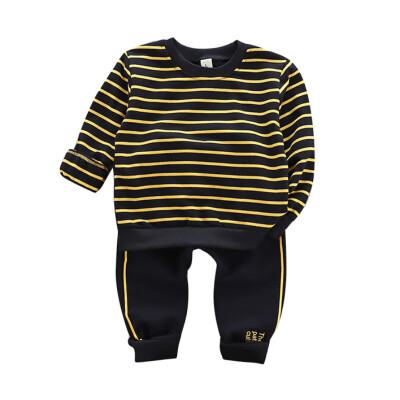 

Autumn Set Baby Boys Long Sleeve Stripe Print Sweatshirt TopsPants Trouser Costume Set