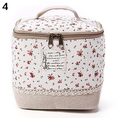 

Travel Dot Floral Cosmetic Makeup Bag Toiletry Organizer Lunchbox Storage Case