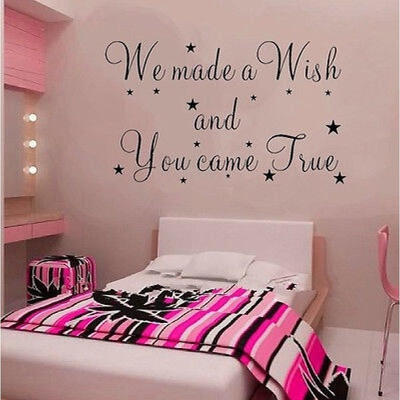 

WE MADE A WISH AND YOU CAME TRUE STARS QUOTE VINYL WALL STICKER ART DECAL DECOR