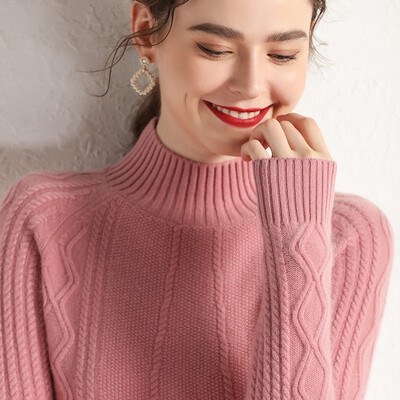 

Cashmere woman 19 autumn winter new pure cashmere albus white cashmere fashionable temperament semi-turtleneck short simple base