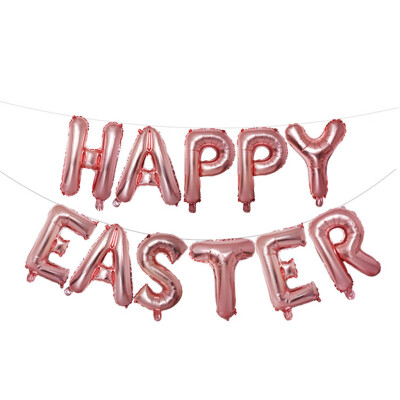 

Toponeto 16 inch Large Happy Easter Foil Balloon Set Banner Bunting Party Decoration