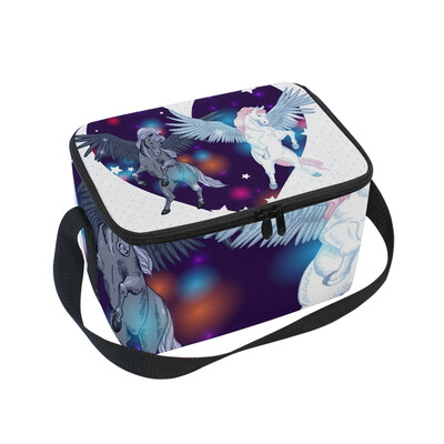 

Lunch Box Insulated Lunch Bag Large Cooler Pair Winged Pegasus Tote Bagfor Kids Men Women