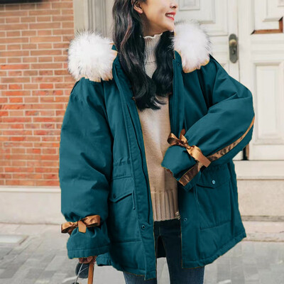

Toponeto Fashion Women Winter Warm Cotton Hooded Winter Jacket Long-Sleeved Coat