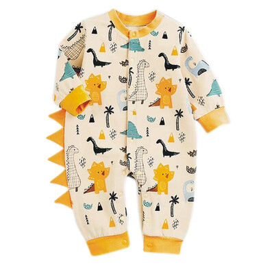 

Spring Autumn Winter Newborn Baby Boys Girls Romper Cute Dinosaur Long Sleeve Warm Clothes Hooded Jumpsuit