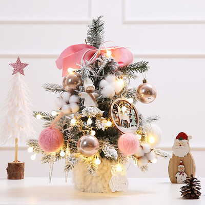 

Gobestart DIY Artificial Flocking Christmas Tree Xmas Desktop Decoration With Lights 45cm