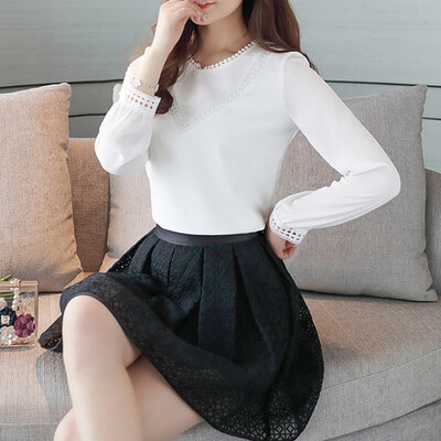 

Newest Hollow Out Shirts Fashion Women Blouses Chiffon O Neck Blusas Long Sleeve Blouse Sweet Womens Shirt Spring Summer Blusas