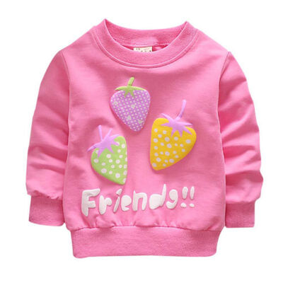 

2019 New Baby cotton Tops autumn Winter Small children round necked strawberry hedging Kids long sleeves hot sale