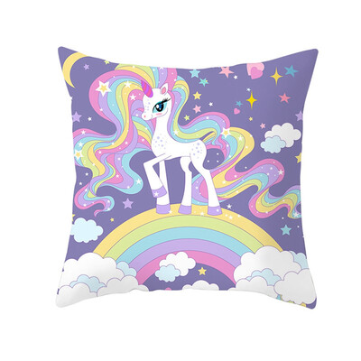 

Cute Rainbow Unicorn Pillow Printed Bed Sofa Cartoon Throw Pillow Case Cushion Cover
