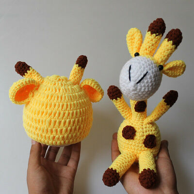

2Pcs Set Small Animal Shape HatToy Newborn Baby Boys Girls Photography Props