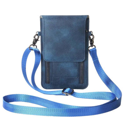 

Solid Color Women Multi Slots Genuine Leather Crossbody Sling Bag Phone Holder