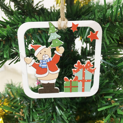 

Toponeto 10Pcs DIY Cartoon Craft Christmas Xmas Wood Chip Hanging Ornaments Decor